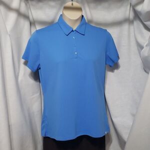 Lady Hagen. NWT. Blue, 4 Button Shirt; Short Sleeve; Point Collar.  SZ XL